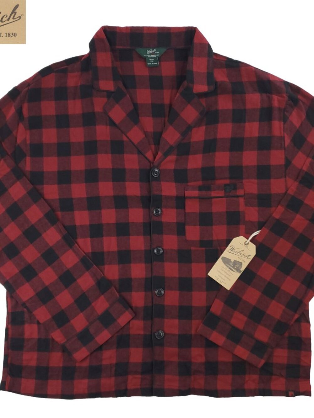 Woolrich Pajama Top Flannel Shirt Buffalo Plaid Sleepwear Cotton Men's XXL NWT
